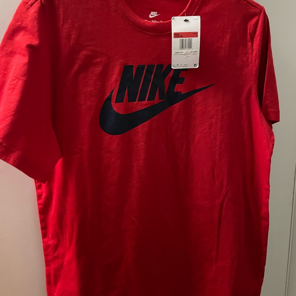 Nike Men's Red and Black Logo Tee